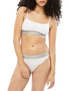 Discount ⭐ Calvin Klein Embossed Icon Cotton Unlined Bralette In White 🧨