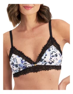Best Pirce 🛒 Temple Luxe Castille Print Night Floral Bralette In Black/Blue 🧨