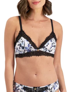 Best Pirce 🛒 Temple Luxe Castille Print Night Floral Bralette In Black/Blue 🧨 -bra-accessories Shop unnamed file 1158