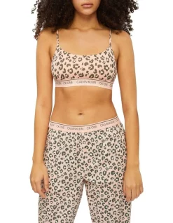 Buy 🌟 Calvin Klein Ck One Cotton Unlined Bralette In Peach Leopard 😀