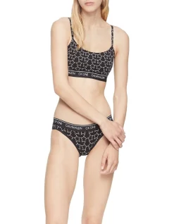 Deals 🤩 Calvin Klein Cotton String Bralette Outline Star Print Black 🥰