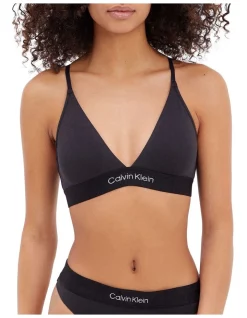 Outlet 🎉 Calvin Klein Embossed Icon Cotton Light Lined Triangle Bralette In Black ⭐