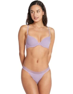 Wholesale 👏 Me. By Bendon Stripe Elastic & Papertouch Demi Bra In Violet ✨