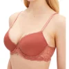 Best Pirce 🧨 Calvin Klein Seductive Comfort Lotus Floral Lift Demi Bra In Brown ⭐