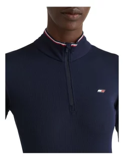 Brand new 🔥 Tommy Hilfiger Slim Half Zip Sorona Rib Top In Navy 🔔 -bra-accessories Shop unnamed file 415