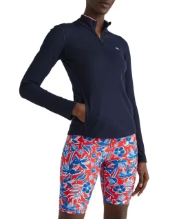 Brand new 🔥 Tommy Hilfiger Slim Half Zip Sorona Rib Top In Navy 🔔 -bra-accessories Shop unnamed file 417