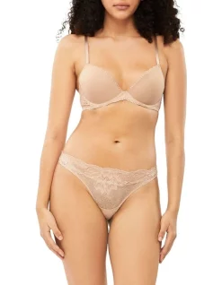 Cheapest 🧨 Calvin Klein Seductive Comfort Lotus Floral Push-Up T-Shirt Bra In Beige 😍