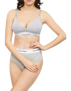 Promo 🌟 Calvin Klein Modern Cotton Maternity Nursing Bralette In Grey 🛒
