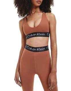 Best deal π₯ Calvin Klein Recycled Polyester Medium Impact Sports Bra In Russet π