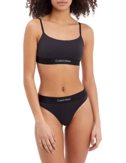Outlet 🔥 Calvin Klein Embossed Icon Cotton Unlined Bralette In Black 😉