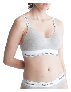Budget 🧨 Calvin Klein Modern Cotton Lightly Lined Bralette In Grey 🌟