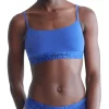 Budget 🔔 Calvin Klein Embossed Icon Cotton Unlined Bralette In Blue ✨